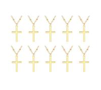 LALADEFIEE Collier Croix Vintage en Alliage de Zinc Doré, 10 Pièces, Finition Soignée et Résistante, Pendentif Croix Tibétaine Chic pour Femme la Maison Symbole de Foi