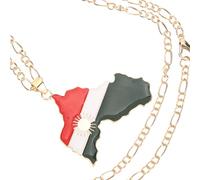 LALADEFIEE Collier Pendentif Carte du Pays Géométrique en Métal Argenté Chaîne de Pull Unisexe Accessoire Mode pour Homme et Femme Présent Original pour Usage Quotidien