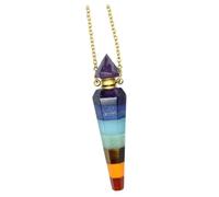 LALADEFIEE Collier Pendentif Cristal Flacon D'huile Essentielle Doré, Collier Chakra 7 Couleurs pour Femmes, Diffuseur Parfum Naturel Élégant, Accessoire Aromathérapie au Design Hexagonal