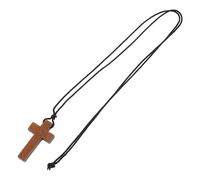 LALADEFIEE Collier Pendentif Croix en Bois Foncé et Marron Clair Pendentif Religieux Sculpté Main Chaîne Légère pour Femme Accessoire Quotidien et Présent Symbolique