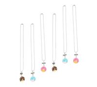 LALADEFIEE Collier Pendentif Donut Décoratif en Plastique 6 Pièces Multicolore, Collier D'amitié Délicat pour Meilleure Amie, Accessoire Mode Féminin Présent Amitié Quotidien