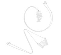 LALADEFIEE Collier Pendentif Musique 2pcs en Métal Argenté Accordéon et Cor D'harmonie, Style Punk Unique, Résistant Décoloration, Passionnés de Musique