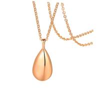 LALADEFIEE Collier Urne Cendres Pendentif Goutte D'eau Rose Doré, Bijou Diffuseur Huiles Essentielles, Chaîne 51 Cm 2 Mm, Bijou pour Femmes, Accessoire Aromathérapie, Usage Quotidien