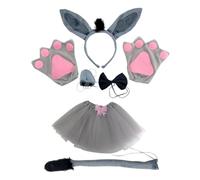 LALADEFIEE Costume Âne Cosplay Animal Oreilles Bandeau Queue Costume Thème Âne pour Fête Déguisement Carnaval Performance