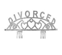 LALADEFIEE Couronne de Divorce en Alliage Argenté Cristaux Brillants, Serrage-Tête Ajustable Élégant pour Fête et Accessoire de Coiffure Femme