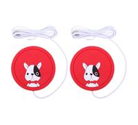 LALADEFIEE Coussin Chauffant USB en Silicone 2pcs pour Mug et Boîte de Lait, Tapis Isolant Thermique Rouge pour Garder la Boisson Chaude Bureau la Maison
