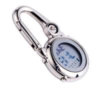 LALADEFIEE Crochet Mousqueton Multifonction Acier Inoxydable Argenté avec Montre Escalade Affichage Date Alarme Boussole Pratique pour Activités Plein Air