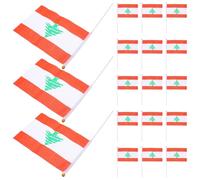 LALADEFIEE Drapeaux du Liban Mini en Polyester Hampe, 20 Unités pour Manifestations et Décorations de Fêtes