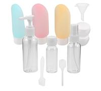 LALADEFIEE Ensemble 11 Flacons de Voyage Rechargeables en Plastique PET et PP Mini Contenants pour Liquides Cosmétiques Lotions et Shampoing Format Compact Blanc et Couleurs Assorties