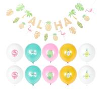 LALADEFIEE Ensemble de Ballons en Latex et Guirlande Hawaïenne Flamants Roses Ananas et Cactus Décoration Fête Tropicale D’Été Accessoires pour Fête Thème Hawaï 1 Set Aloha