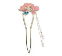 LALADEFIEE Épingle à Cheveux en Métal Émaillé Forme de U Fleur de Pivoine Style Chinois Élégant, Accessoire Cheveux Femme Stable et Polyvalent pour Fêtes et Banquets