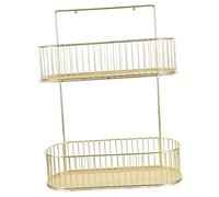 LALADEFIEE Étagère Murale Double pour Cuisine et Salle de Bain Rangement Mural sans Perçage Support Polyvalent pour Bouteilles Épices et Accessoires Finition Dorée Élégante Organiseur