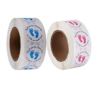 LALADEFIEE Étiquettes Autocollantes Adhésives pour Shower, 2pcs, Forme Empreinte de Pied, Couleur Bleue, Design Créatif, pour Décorations de Fête