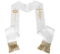 LALADEFIEE Étole Brodée de Pasteur Blanche avec Croix et Oiseau Dorés Châle Léger et Respirant pour Cérémonie de Mariage Accessoire Religieux Confortable pour Robe de Chœur Homme