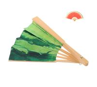LALADEFIEE Éventail Pliable Robuste en Bambou Motif Pastèque Peint Main, Design Moderne en Dégradé Rouge et Vert, Quotidiens Marchés