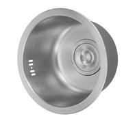 LALADEFIEE Évier Rond en Acier Résistant à la Corrosion pour Cuisine et Camping-car Petit Évier Bar à Cuve Unique avec Drainage et Trop-plein Installation Sous Plan Plan Adapté Bateau et Van