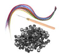 LALADEFIEE Extensions de Cheveux Fibres Synthétiques Résistantes la Chaleur à Plumage avec 13 Couleurs Colorées Crochet en Bois et 100 Micro-billes Noires et Coiffures Faciles pour Fêtes