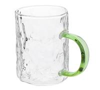 LALADEFIEE Gobelet à Main en Verre Borosilicate Vert, Tasse à Thé à Usage Quotidien Confortable à Tenir, Style Simple et Classique, pour Boissons Délicates
