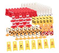 LALADEFIEE Jouet de Barrière Routière Miniature 62 Pièces en Plastique | Panneaux de Signalisation Miniatures, Modèle de Mini-simulation Urbaine, Léger et Pratique