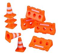 LALADEFIEE Jouets Éducatifs Sécurité Routière Garçon Fille Mini Cônes Orange et Barrières Plastiques Robustes et Sûrs pour Apprentissage Circulation et Jeux Imitation