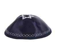 LALADEFIEE Kippa Israélienne pour Homme Étoile de David Couvre-Chef Religieux en Tissu Léger Taille Bonnet Bleu Marine pour Prière Shabbat et Cérémonies Juives
