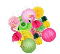 LALADEFIEE Kit de 13 Pièces de Lanternes en Papier Tropicales Pliables et Portables de Flamant Rose et Ananas pour Décoration Multi-scènes D'anniversaire et Fête
