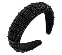 LALADEFIEE Large Crystal Rhinestone Hair Band Flannel Headband With Beaded Design Stylish Wide Hair Hoop For Women And Party Accessories
