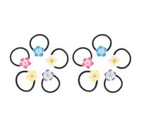 LALADEFIEE Lot de 10 Élastiques à Cheveux Colorés Fleurs D’œillet, Adaptés Cheveux Épais, Accessoires pour Plage et Coiffures Quotidiennes, Motifs Blancs, Jaunes, Violets, Bleus et Roses,