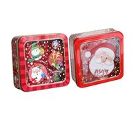 LALADEFIEE Lot de 2 Boîtes à Bonbons de Noël en Fer Blanc Fenêtre Coffret de Rangement Pratique pour Petits Objets Décoration Festive pour Présents et Friandises de Fête