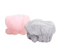 LALADEFIEE Lot de 2 Bonnets de Imperméables en Polyester Ajustables Taille Unique Couleurs Rose et Gris Protection Cheveux Longs pour Bain la Cuisine et Soins du Visage