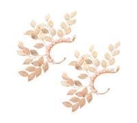 LALADEFIEE Lot de 2 Boucles D’Oreilles Manchette Feuille Ajustables sans Perçage Ornées de Perles et Cristaux Finition Dorée Légères et Confortables Accessoires Fantaisie pour Fêtes