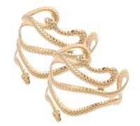 LALADEFIEE Lot de 2 Bracelets Manchettes Serpent Ajourés en Alliage Doré Ajustables et Ouverts Bijoux de Bras Serpent pour Femme Accessoires de Mode Élégants pour Soirées et Mariages