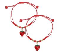 LALADEFIEE Lot de 2 Bracelets Tressés Rouges en Alliage, Peau Douce, Résistants, Style Chic et Mode, pour Amitié Entre Femmes et Filles