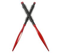 LALADEFIEE Lot De 2 Brosses à Cheveux En Bois 10 Et 12 Cm Antistatiques à Rouleau Coiffant Pour Femmes Et Hommes Brushing Et Séchage Cuir Chevelu Massage Poignée Bois Rouge