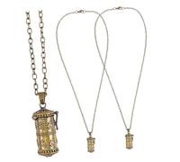 LALADEFIEE Lot de 2 Colliers Urne Funéraire Commémoratif en Cuivre Or pour Cendres et Fourrure, Pendentif Cylindrique Ouvrable pour Se Souvenir des Proches