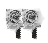 LALADEFIEE Lot de 2 Élastiques à Cheveux en Cordon Téléphonique avec Motifs Chinois Mille Caractères Accessoires Tressés en Spirale pour Queue de Cheval Tenue Ferme sans Abîmer les