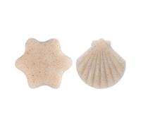 LALADEFIEE Lot De 2 Éponges Exfoliantes Hexagonale Et Coquillage, Éponge Nettoyante Visage En Poudre De Noix, Convient Peau Sensible, Démaquillage Quotidien, Sans Danger Peau