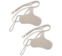 LALADEFIEE Lot de 2 Étuis à Lunettes à Porter Autour du Cou Pochette Portable en Cuir PU Gris Clair Bandoulière et Bracelet Étui Fin et Résistant aux Rayures pour Lunettes de Soleil Voyage