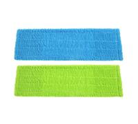 LALADEFIEE Lot de 2 Lingettes de Nettoyage en Polaire Corail Épaissie 40X12 CM pour Balai à Franges, Têtes de Balai de Rechange Réutilisables Vert et Bleu, Recharge Serpillère pour Sols