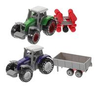 LALADEFIEE Lot de 2 Modèles Tracteurs Agricoles en Plastique pour Garçon et Filles, Véhicules Jouets Tout-Petits, Tracteurs Miniatures Verts et Bleus, Kit Éducatif de Camions pour Jeu