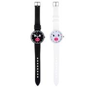 LALADEFIEE Lot de 2 Montres-Bracelets en Silicone pour Garçon et Filles, Montres à Quartz Étanches, Design Cartoon Motifs Cochon Blanc et Noir, Montre Multifonction pour Étudiants et Usage
