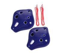 LALADEFIEE Lot De 2 Ocarinas En Céramique à 6 Trous Clé En Do Instruments De Musique Compacts Pour Adultes Cordon De Transport Pour Débutants Et Randonnées Couleur Bleu Profond