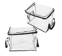 LALADEFIEE Lot de 2 Organiseurs de Livres Transparents en PVC 32X24X25 CM avec Poignée Boîtes de Rangement Pliables et Empilables Paquet de Rangement Pratique pour Documents et Fournitures