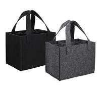 LALADEFIEE Lot de 2 Paquet Porte-Bouteilles de Vin en Feutre 6 Compartiments, Légers et Portables, Couleurs Noir et Gris, pour Transport et Emballage Présent de Bouteilles de Vin,