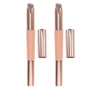 LALADEFIEE Lot de 2 Pinceaux Double Embout en Silicone Rose avec Capuchon Pinceaux à Lèvres et Correcteur Rétractables Mini Applicateurs de Maquillage Portables pour Visage et Lèvres