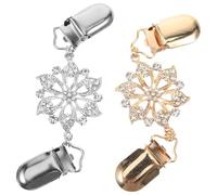 LALADEFIEE Lot de 2 Pinces à Pull Métalliques à Motif Floral Ajouré Orné de Cristaux Clips de Cardigan Doré et Argenté Fermoir de Cape Élégant pour Femmes Accessoires Polyvalents pour
