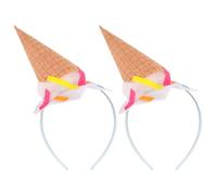 LALADEFIEE Lot de 2 Serrage-Têtes Cornet de Glace en Feutrine Blanche Accessoire de Fête Garçon et Filles et Adulte Bandeau Coiffure Festif Unisexe pour Halloween Anniversaire et Cosplay