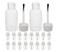 LALADEFIEE Lot de 20 Flacons Transparents en PET 20 Ml avec Pinceau Intégrée et Bouchon Blanc, Flacons Rechargeables pour Vernis à Ongles, Huile pour Cuticules et Nail Art - Accessoires