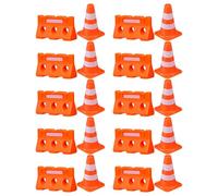 LALADEFIEE Lot de 20 Jouets de Signalisation Routière en Plastique Orange, Comprenant 10 Cônes et 10 Barrières, Mini Panneaux Éducatifs pour Garçon et Filles, Jeu de Simulation Trafic
