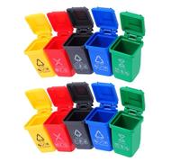LALADEFIEE Lot de 20 Mini Poubelles de Tri avec Couvercle - Petite Poubelle Décorative en Plastique pour Maison de Poupée Bureau et Sensibilisation Environnementale - Accessoires Miniatures